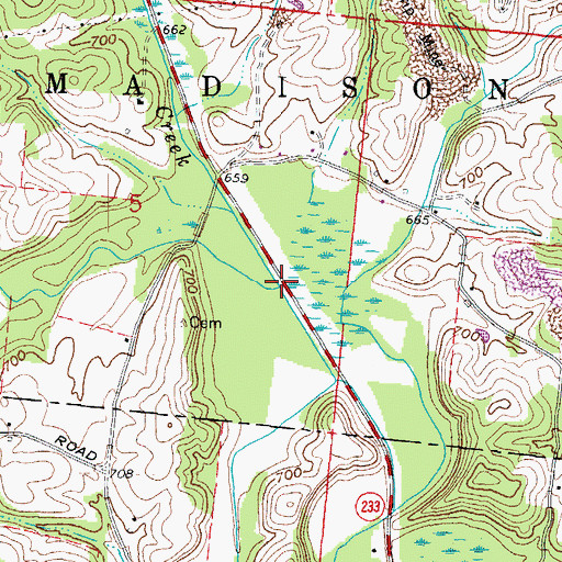 Topographic Map of Dicks Creek, OH