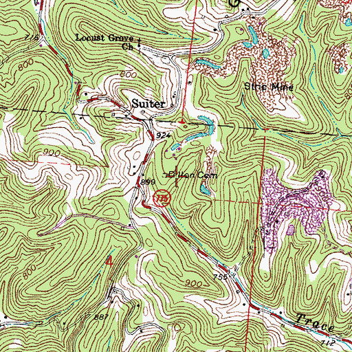 Topographic Map of Dillon Cemetery, OH