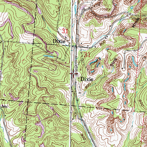 Topographic Map of Dixie, OH