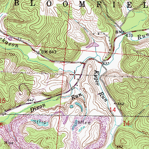 Topographic Map of Dixon Run, OH