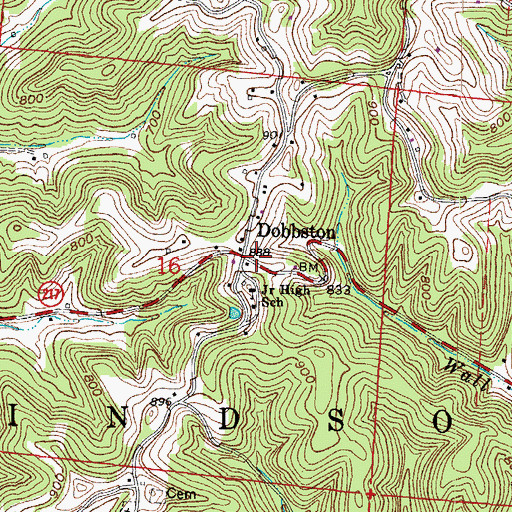 Topographic Map of Dobbston, OH