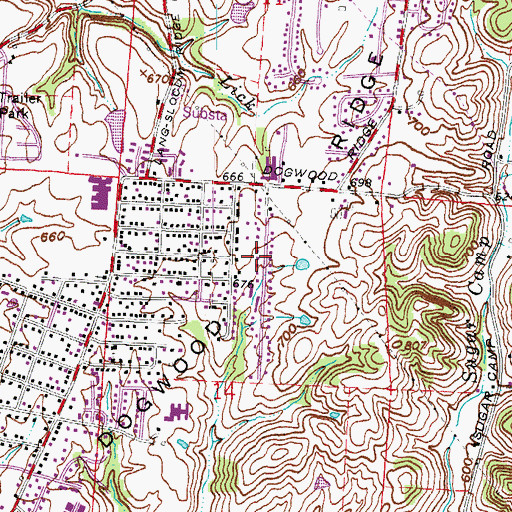 Topographic Map of Dogwood Ridge, OH