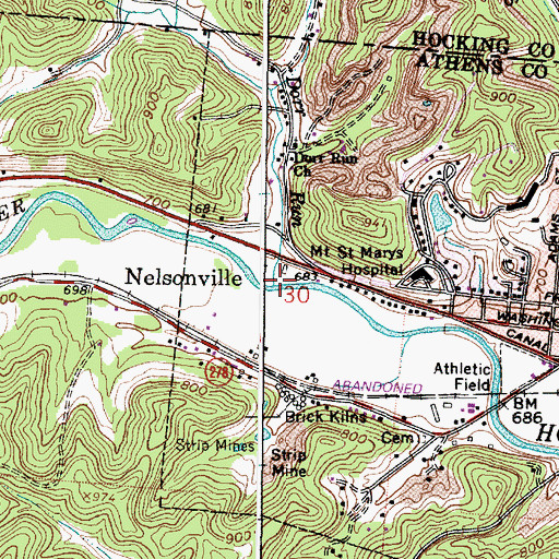 Topographic Map of Dorr Run, OH