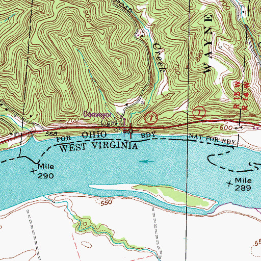 Topographic Map of Double Creek, OH