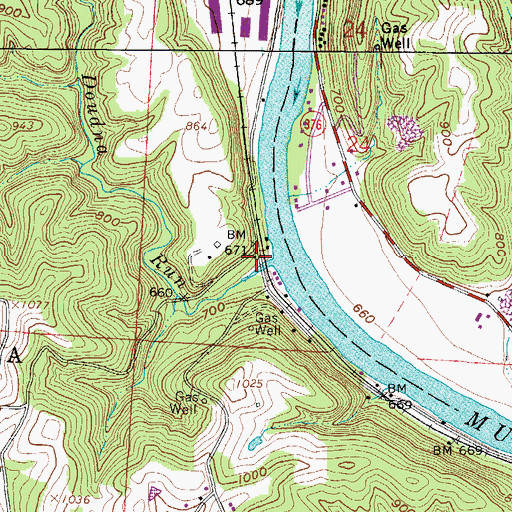Topographic Map of Doudna Run, OH