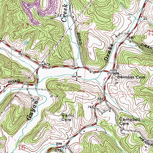 Topographic Map of Drake Fork Indian Guyan Creek, OH