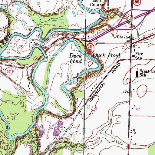 Topographic Map of Duck Pond, OH