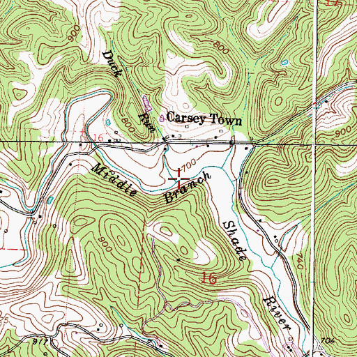 Topographic Map of Duck Run, OH