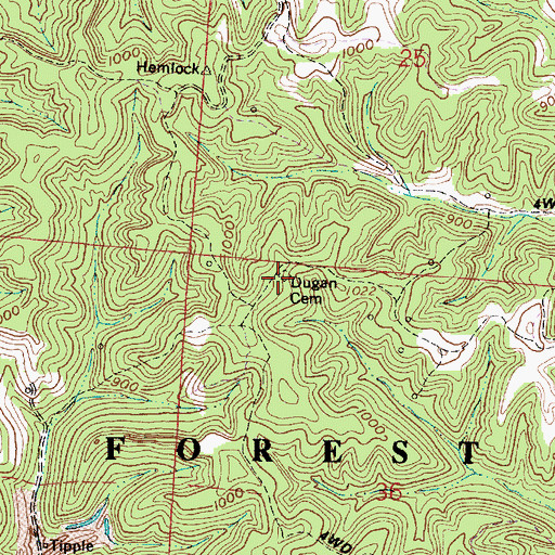 Topographic Map of Dugan Cemetery, OH