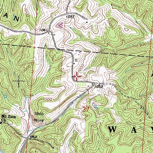Topographic Map of Dugan Ridge, OH