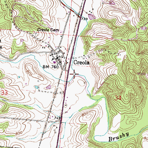 Topographic Map of Dunkle Creek, OH