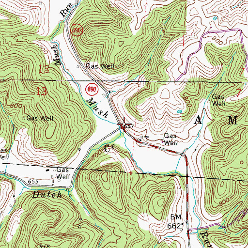 Topographic Map of Dutch Creek, OH