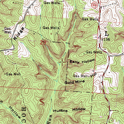Topographic Map of Early Hollow, OH