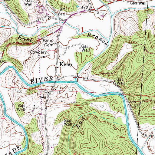 Topographic Map of East Branch Shade River, OH