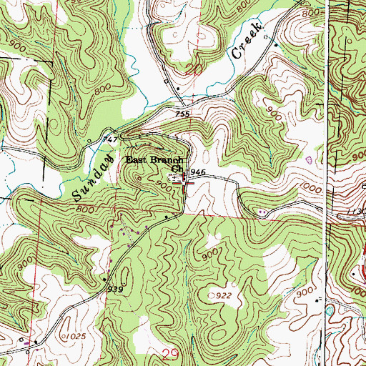 Topographic Map of East Branch Church, OH