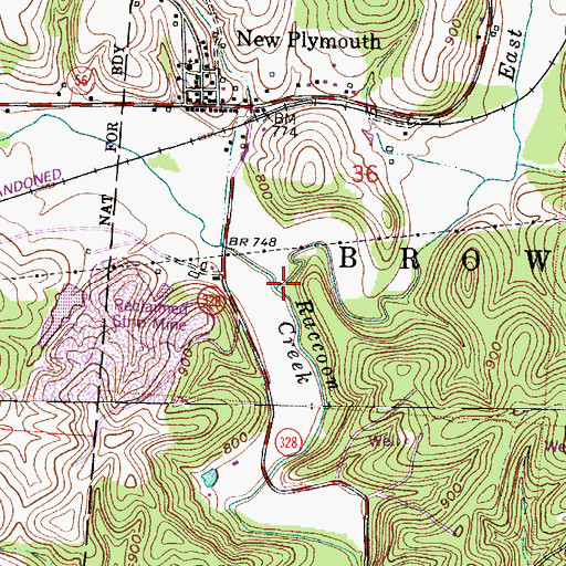 Topographic Map of East Branch Raccoon Creek, OH