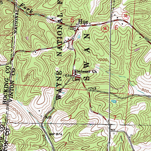 Topographic Map of Ebenezer Church, OH