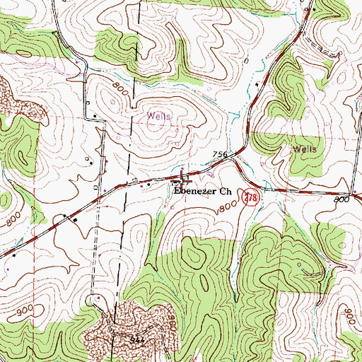Topographic Map of Ebenezer Church, OH