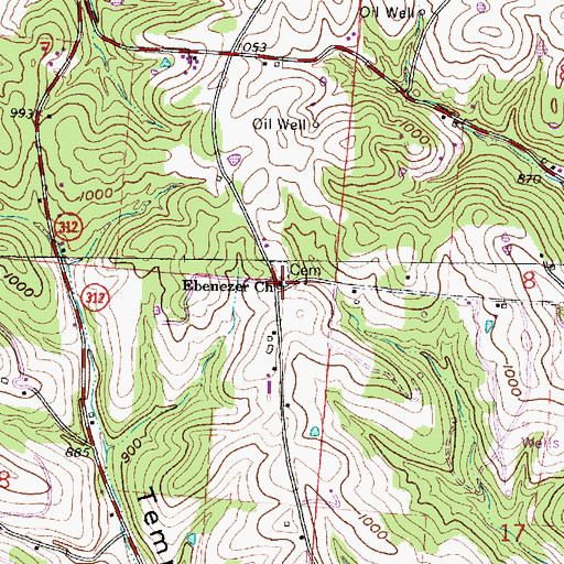 Topographic Map of Ebenezer Baptist Church, OH