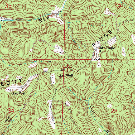 Topographic Map of Eddy Ridge, OH