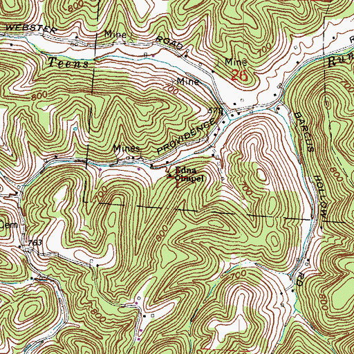 Topographic Map of Edna Chapel, OH