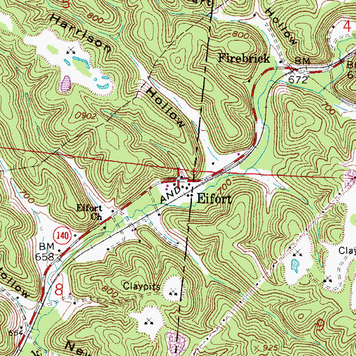Topographic Map of Eifort, OH