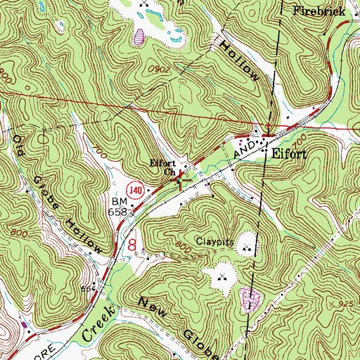 Topographic Map of Eifort Church, OH