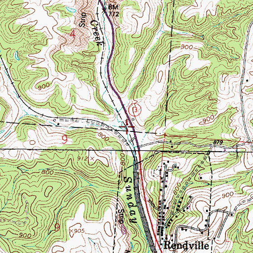 Topographic Map of Eighteen Run, OH