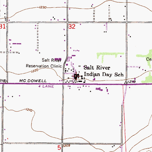 Topographic Map of Salt River Day School, AZ