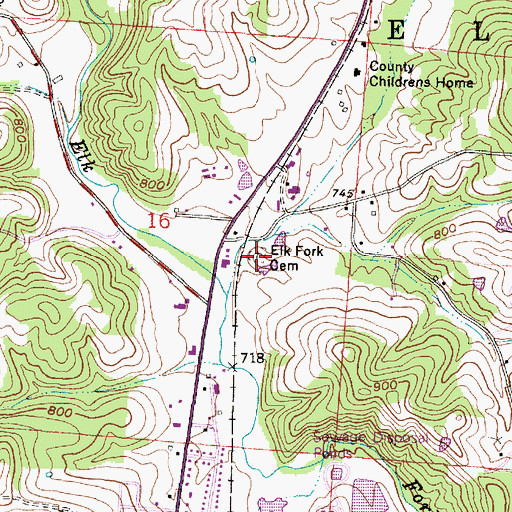 Topographic Map of Elk Fork Cemetery, OH