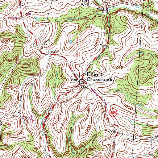 Topographic Map of Elliott Crossroads, OH