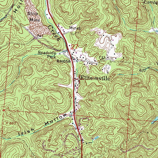 Topographic Map of Ellisonville, OH