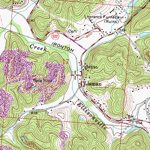 Topographic Map of Ellisonville Creek, OH