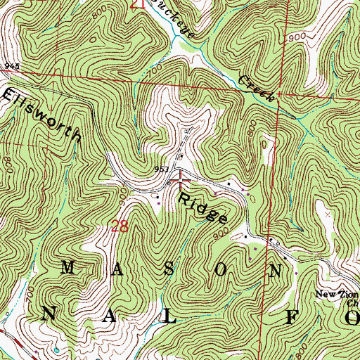 Topographic Map of Ellsworth Ridge, OH
