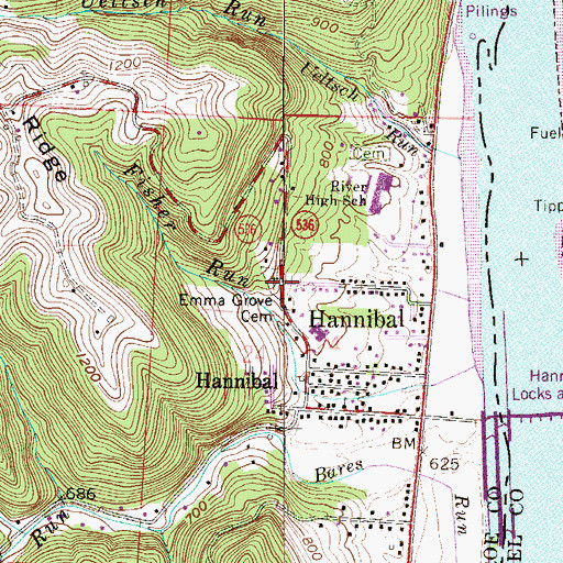 Topographic Map of Emma Grove Cemetery, OH