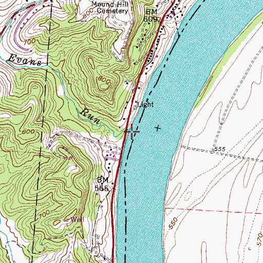 Topographic Map of Evans Run, OH