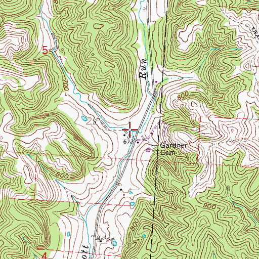 Topographic Map of Ewing Run, OH