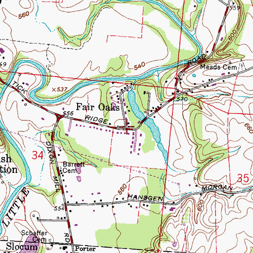 Topographic Map of Fair Oaks, OH