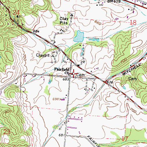 Topographic Map of Fairfield Methodist Church, OH