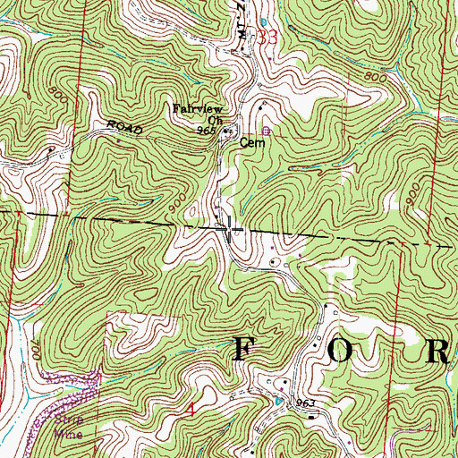 Topographic Map of Fairview Church, OH