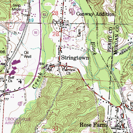 Topographic Map of Fairview Church, OH