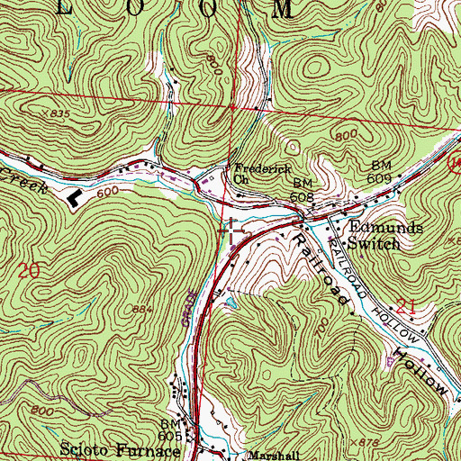 Topographic Map of Falls Creek, OH