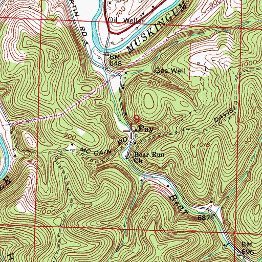 Topographic Map of Fay, OH