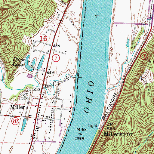 Topographic Map of Federal Creek, OH