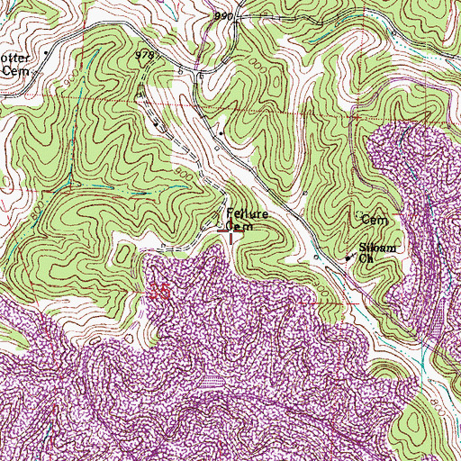 Topographic Map of Fellure Cemetery, OH