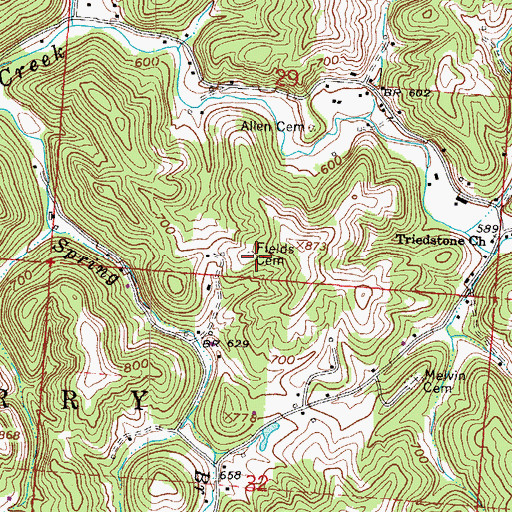 Topographic Map of Fields Cemetery, OH