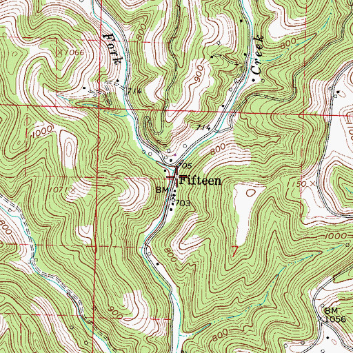 Topographic Map of Fifteen, OH