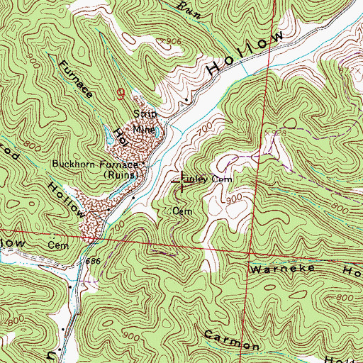 Topographic Map of Finley Cemetery, OH