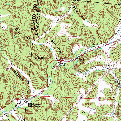 Topographic Map of Firebrick, OH