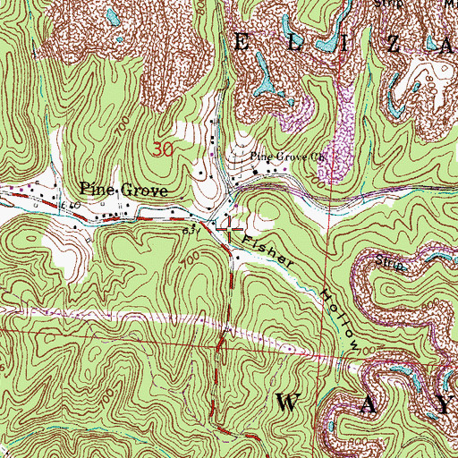 Topographic Map of Fisher Hollow, OH